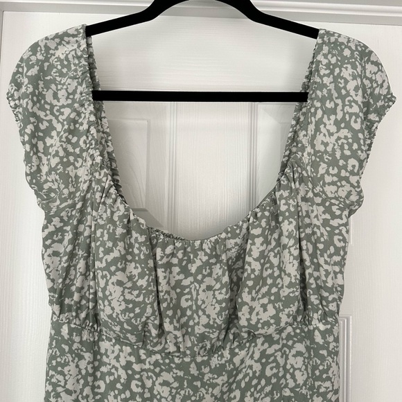 Abercrombie & Fitch Green Floral Midi Dress Feminine Coquette Milkmaid Size‎ MT - Picture 3 of 11
